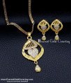 New Model Artificial Diamond Pendant Set with Earrings stylish gold pendant set