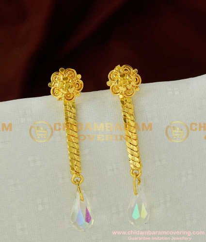 ERG073 –Titanic White Diamond Crystal Hanging Earring Design Gold Plated Jewellery Online