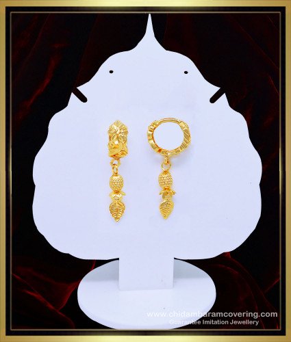 ERG1054 - One Gram Gold Earring Design for Daily Use Hoop Earrings for Girls 