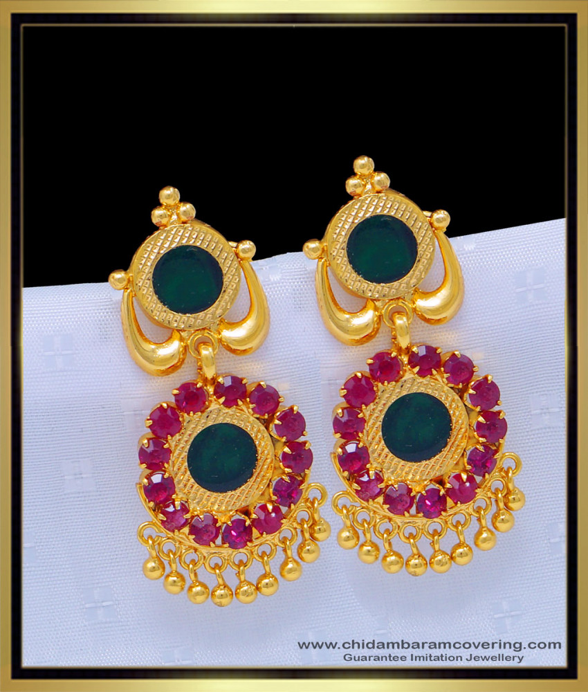 i gram gold jewellery, kerala style palakka earrings, palaka earrings, palakka kammal, palakka earring gold, nagapadam earrings, palakka jhumka, 