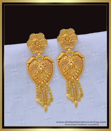 ERG1157 - 1 Gram Gold Simple Latest Daily Wear Gold Earrings Designs