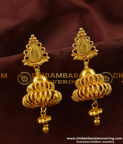 ERG122 - Bridal Wear Traditional Gold Plated Jhumkas Earrings for Women