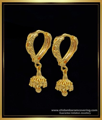 ERG1222 - Buy One Gram Gold Small Bali Jhumka Earrings Gold Design for Girls 