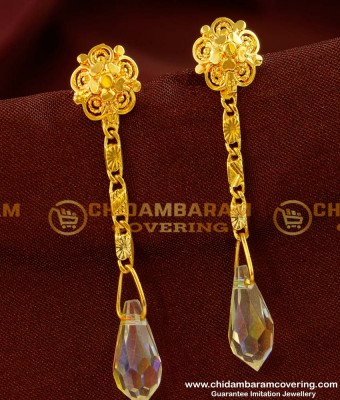 ERG137 - Latest Light Weight Crystal Hanging Earrings Design Online Shopping ERG137 - Latest Light Weight Crystal Hanging Earrings Design Online Shopping