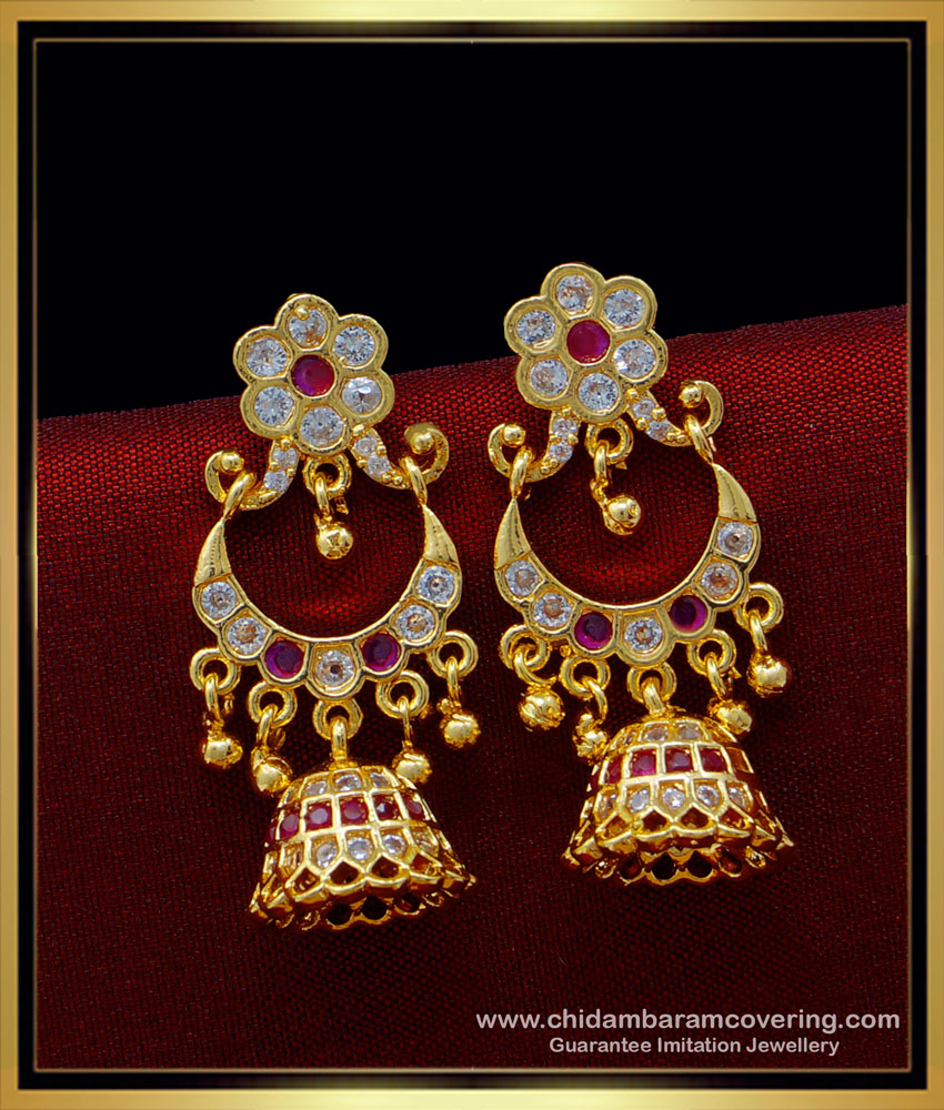 ERG1014 - One Gram Gold Five Metal Regular Use Impon Earring Collections gold covering thodu, imitation five metal jewellery, five metal earring, impon kammal, impon thodu,