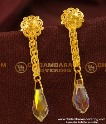 ERG141 - Cute Long Chain with Glass Crystal Earring Party Wear Collection Online ERG141 - Cute Long Chain with Glass Crystal Earring Party Wear Collection Online