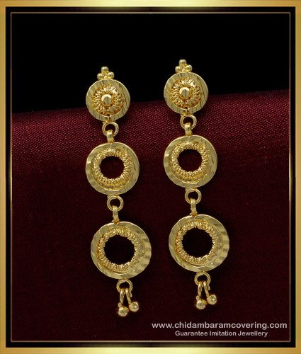 ERG1421 - Latest Simple Gold Design 2 Layer Girls Earrings Buy Online Shopping