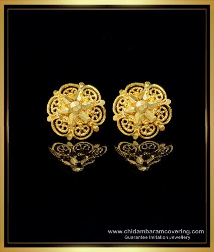 ERG1462 - Traditional Gold Design Daily Use Guaranteed 1 Gram Gold Earrings Online 