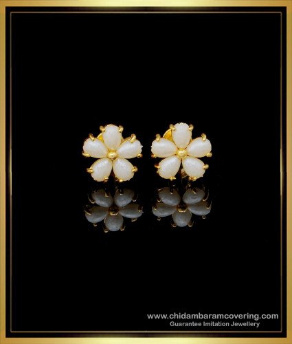 ERG1467 - Beautiful Small Flower White Pearl Stud Earrings for Girls
