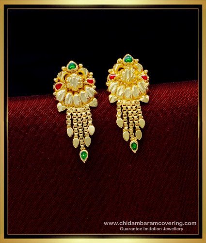 ERG1527 - South Indian Jewellery Traditional Wear Gold Pattern Daily Use Stud Earrings Design