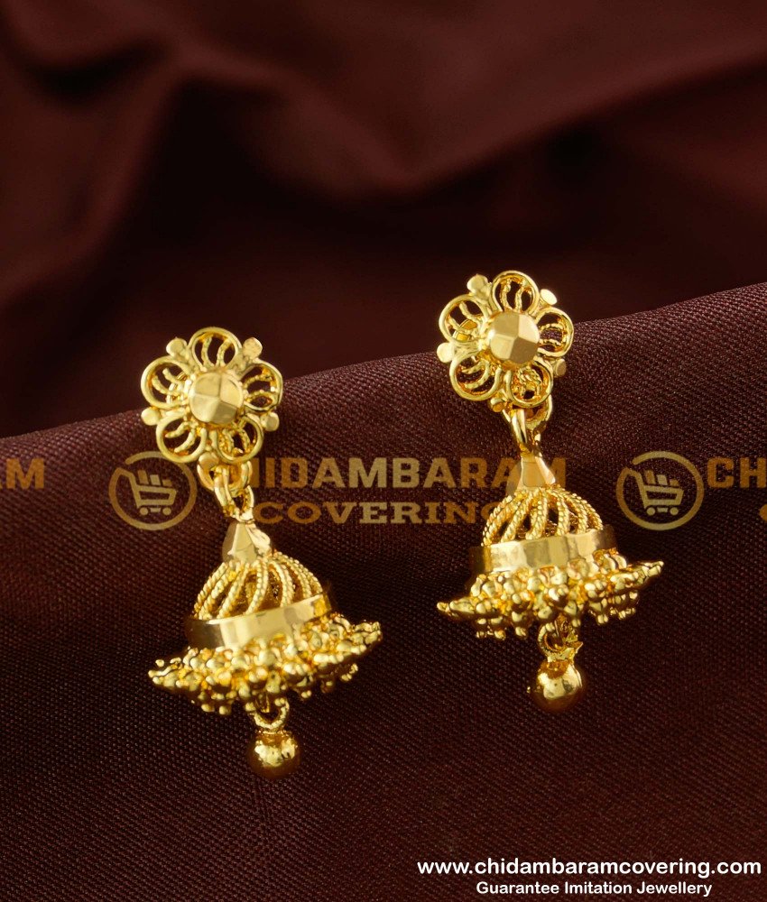 ERG163 - Daily Wear One Gram Gold Jhumki Designs for Girls