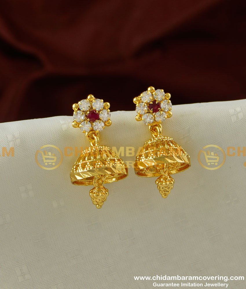 ERG221 - New Arrival Gold Design Stone Jhumka Earing One Gram Gold Jewellery