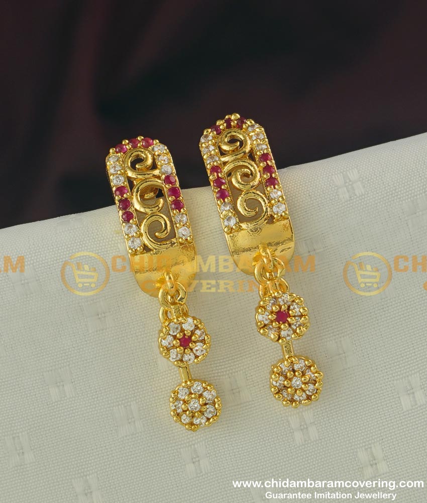ERG302 - Latest Gold Plated AD Stone Earring Design Buy Online Shopping ERG302 - Latest Gold Plated AD Stone Earring Design Buy Online Shopping
