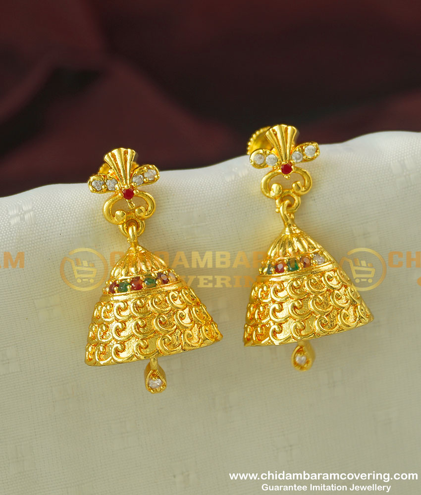 ERG346 - Trendy One Gram Gold Fancy CZ Jimiki Earring Jewellery Buy Online ERG346 - Trendy One Gram Gold Fancy CZ Jimiki Earring Jewellery Buy Online