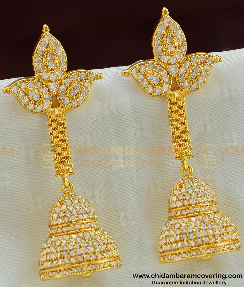 ERG505 - Diamond Look Very Grand Ad Stone Party Wear High Quality Long Jhumka Earring ERG505 - Diamond Look Very Grand Ad Stone Party Wear High Quality Long Jhumka Earring