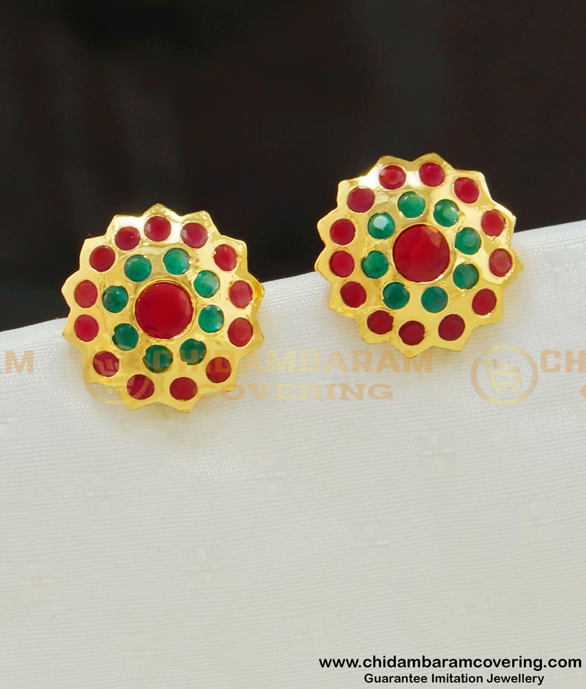 ERG554 - Beautiful High Quality Impon Multi Stone Earring Gold Plated Jewelry for Women ERG554 - Beautiful High Quality Impon Multi Stone Earring Gold Plated Jewelry for Women