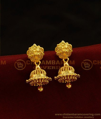 ERG889 - Simple Gold Jimiki Kammal Designs Gold Plated Jhumkas for Women