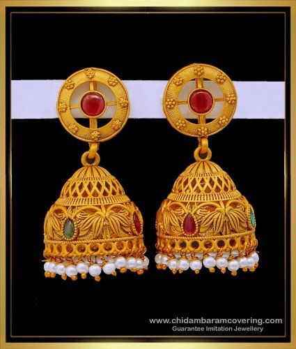 ERG1675 - Buy Temple Jewellery Earrings Jhumkas Design Online
