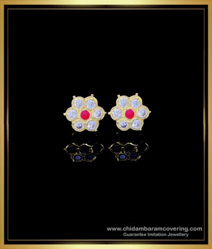 ERG1762 - Impon Stone Small Gold Earrings Designs for Daily Use