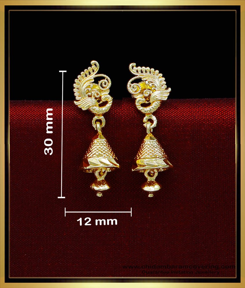 gold jhumkas south indian style, 1 gram gold jhumka earrings online, south indian jewellery, traditional jhumkas online, jhumkas for women 