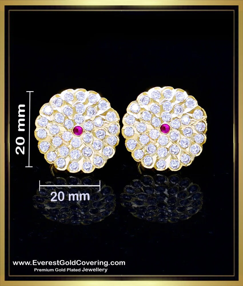 Earring Models Rounded Buy New Round Shape White Stone Stud Earrings Gold Model