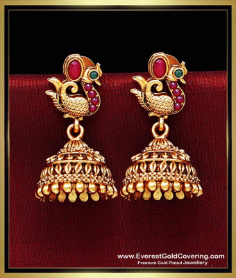 ERG2490 - Temple Jewellery Earrings Artificial Jhumkas for Saree