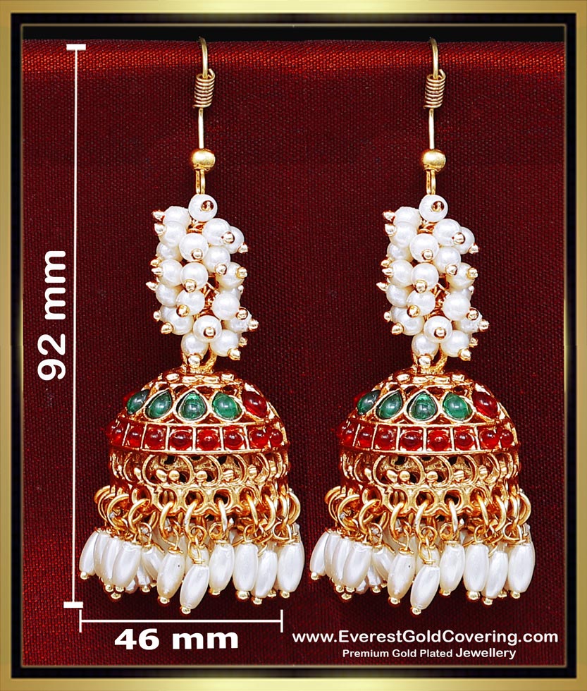 traditional pearl jhumkas