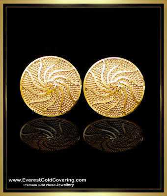 ERG2505 - 1 Gram Gold Light Weight Big Stud Earrings Artificial