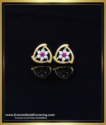 ERG2516 - Beautiful Gold Plated Diamond Stud Designs for Girls