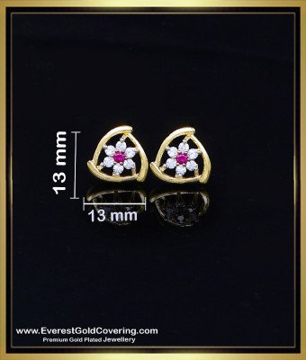 ERG2516 - Beautiful Gold Plated Diamond Stud Designs for Girls