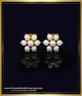 ERG2523 - Traditional Pearl Earrings Gold Designs for Women
