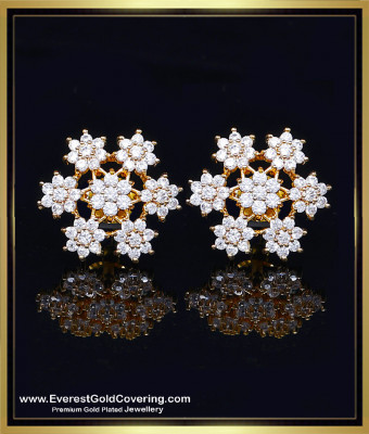ERG2528 - Sparkling Diamond Look Light Weight Big Stud Earrings
