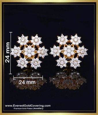 ERG2528 - Sparkling Diamond Look Light Weight Big Stud Earrings