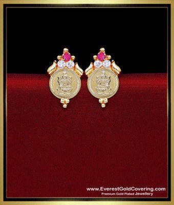 ERG2531 - Lakshmi Devi Earrings Studs 1 Gram Gold Plated Jewelry