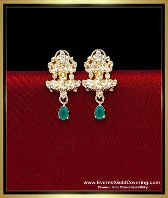 ERG2539 - Gold Plated Emerald Stone Lakshmi Earrings for Women