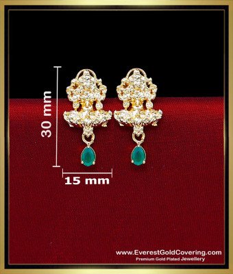 ERG2539 - Gold Plated Emerald Stone Lakshmi Earrings for Women