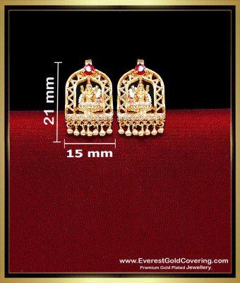 ERG2546 - Gold Pattern Lakshmi Design Gold Plated Stud Earrings
