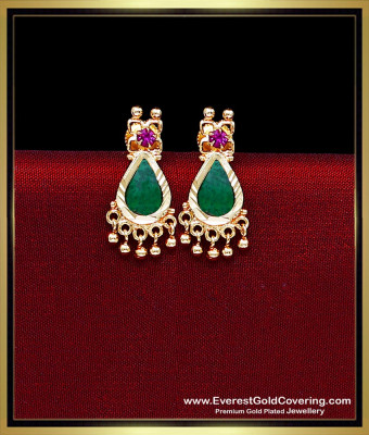Erg2549 - Kerala Kammal Green Palakka Stud Earrings for Women