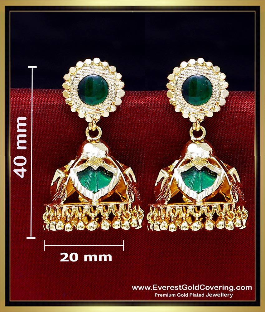 Palakka jhumka earrings