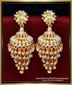jhumka design gold earrings, traditional jhumkas online, 1 gram gold earrings online, gold plated jhumka earrings, jimikki kammal designs, bridal jhumkas online shoppin