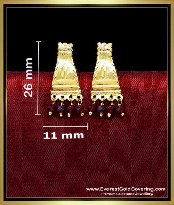 ERG2566 - Latest Red Crystal Gold Plated Earrings for Daily Wear
