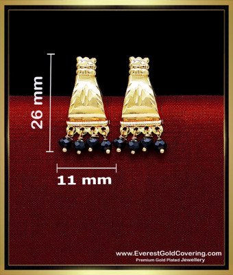 ERG2568 - Elegant Black Crystal Gold Plated Earrings for Women