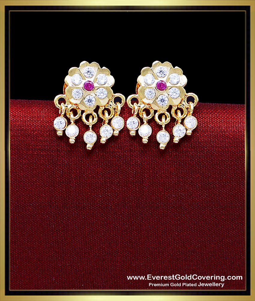 white stone impon earrings