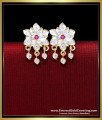 flower stud white stone gold earrings design