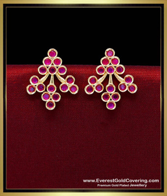 ERG2594 - Party Wear Ruby Stone 1 Gram Gold Earrings New Design