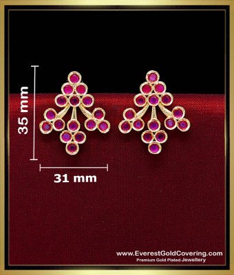 ERG2594 - Party Wear Ruby Stone 1 Gram Gold Earrings New Design