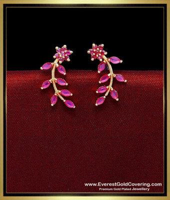ERG2595 - 1 Gram Gold Plated Ruby Stone Latest Ear Cuff Designs