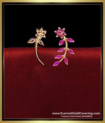 ERG2595 - 1 Gram Gold Plated Ruby Stone Latest Ear Cuff Designs