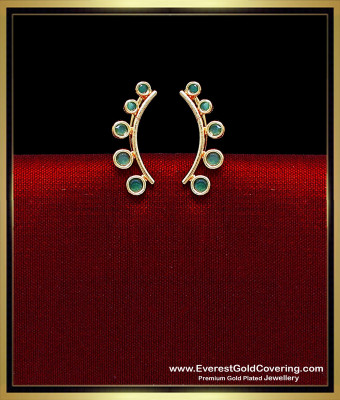ERG2597 - Elegant Emerald Stone Trendy Ear Cuff Earrings Design