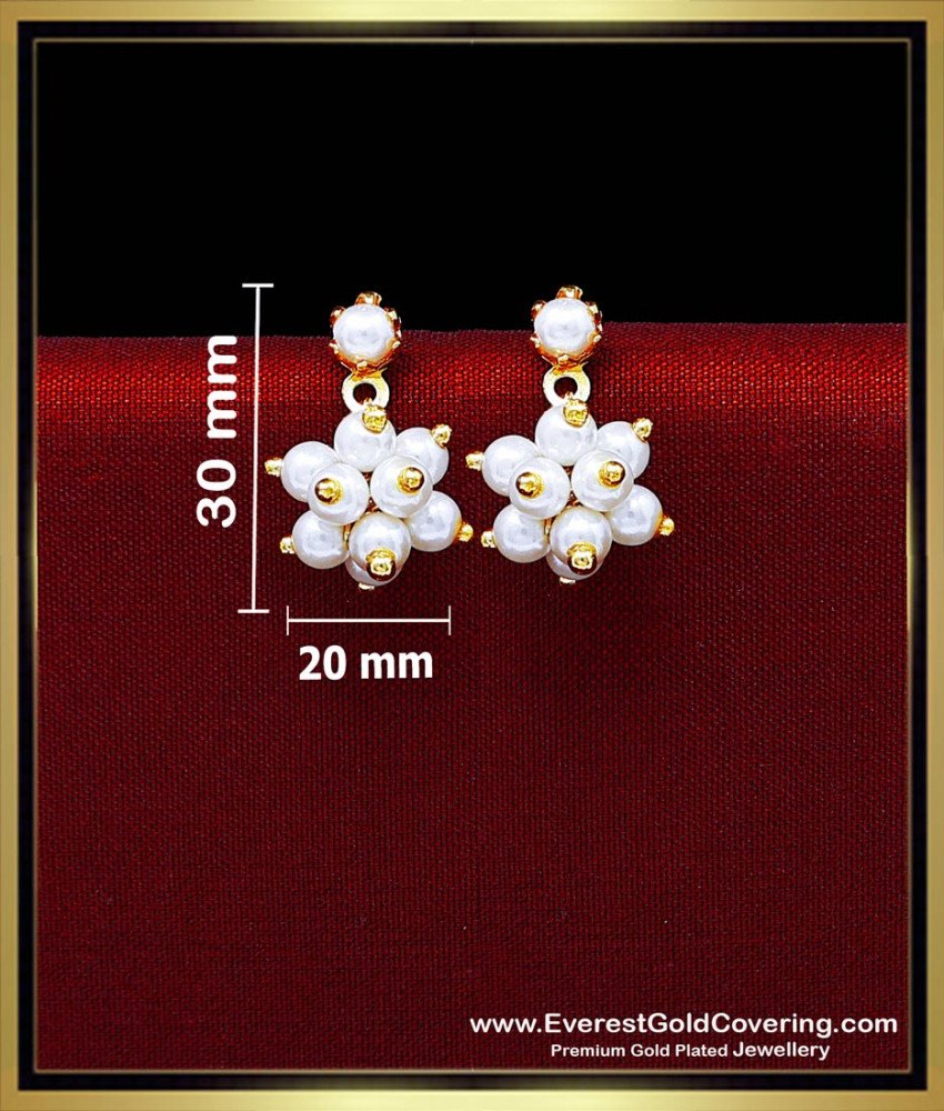 modern pearl stud earrings gold